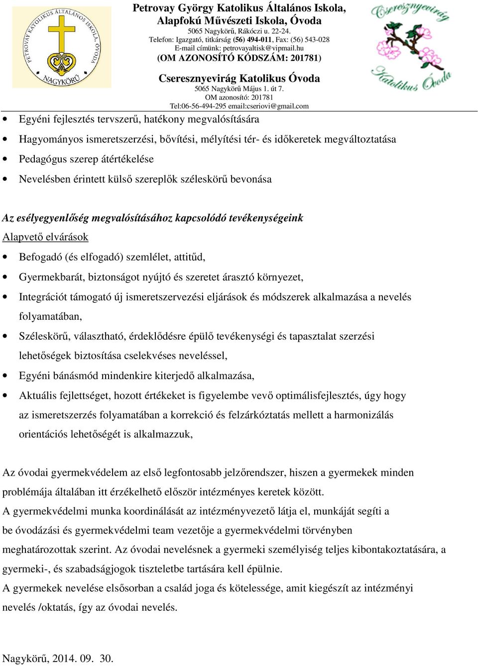 árasztó környezet, Integrációt támogató új ismeretszervezési eljárások és módszerek alkalmazása a nevelés folyamatában, Széleskörű, választható, érdeklődésre épülő tevékenységi és tapasztalat