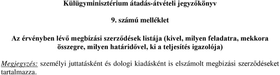 milyen feladatra, mekkora összegre, milyen határidővel, ki a teljesítés