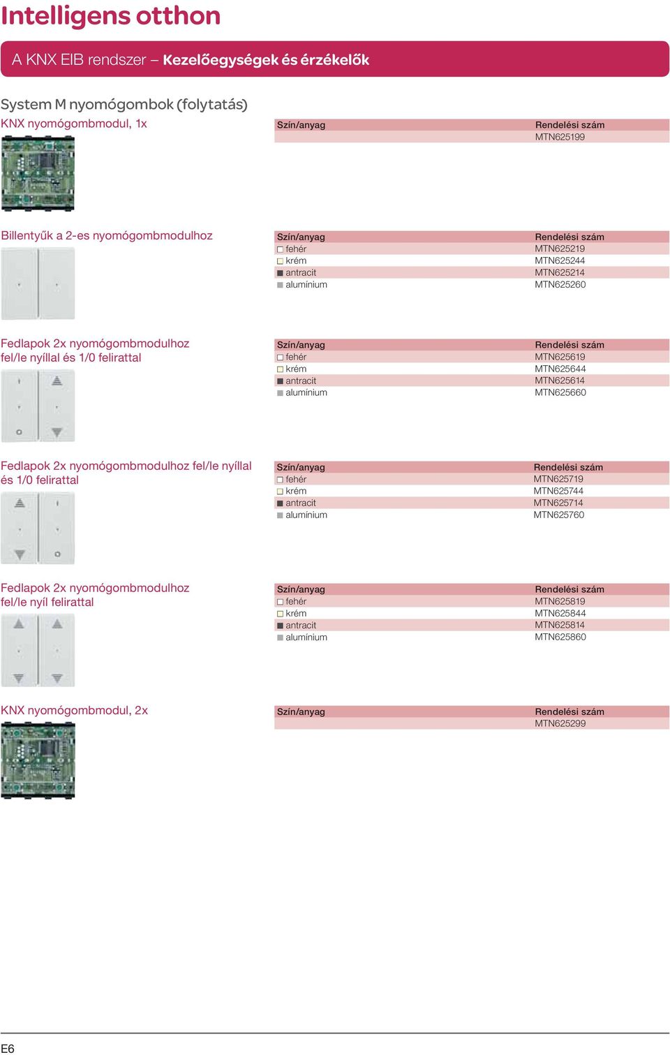 MTN625614 b alumínium MTN625660 Fedlapok 2x nyomógombmodulhoz fel/le nyíllal és 1/0 felirattal b fehér MTN625719 b krém MTN625744 b antracit MTN625714 b alumínium