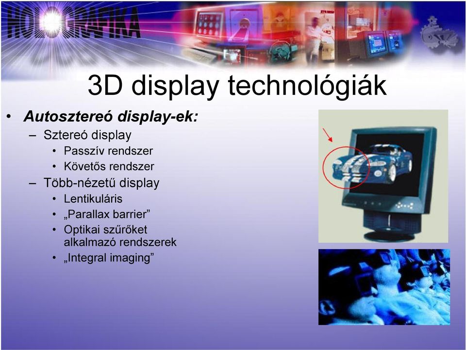 Több-nézetű display Lentikuláris Parallax barrier