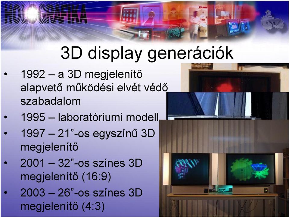1997 21 -os egyszínű 3D megjelenítő 2001 32 -os színes