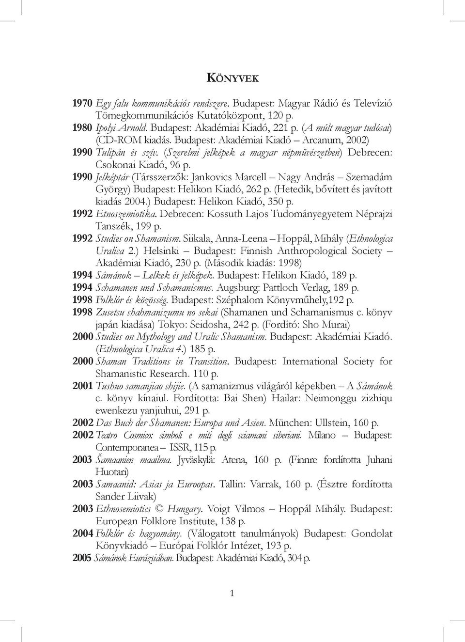 1990 Jelképtár (Társszerzők: Jankovics Marcell Nagy András Szemadám György) Budapest: Helikon Kiadó, 262 p. (Hetedik, bővített és javított kiadás 2004.) Budapest: Helikon Kiadó, 350 p.