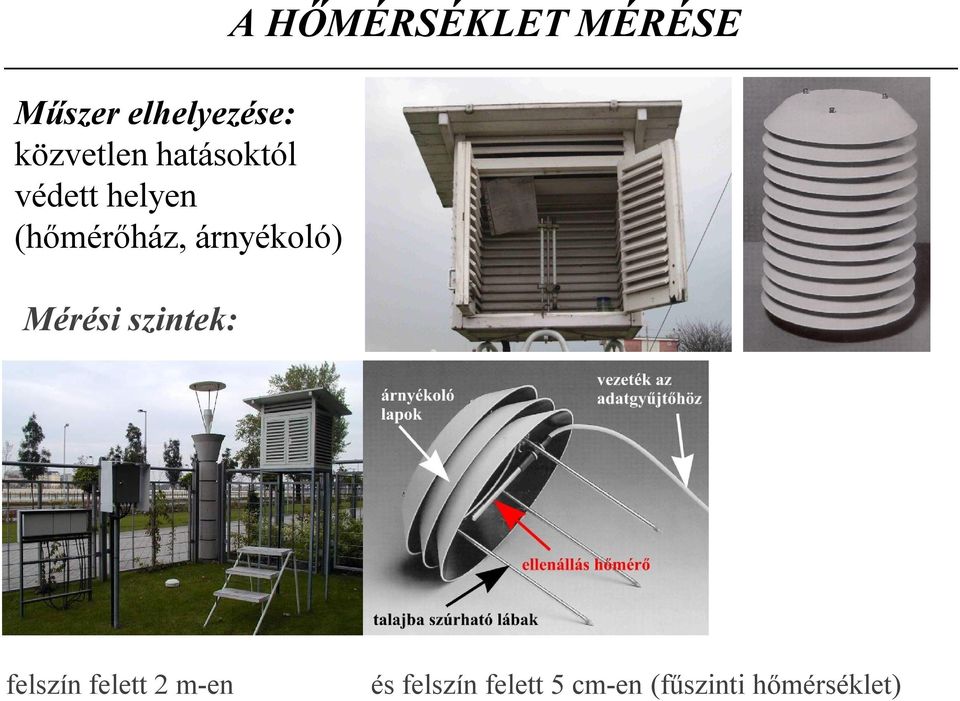 szintek: A HŐMÉRSÉKLET MÉRÉSE felszín felett 2