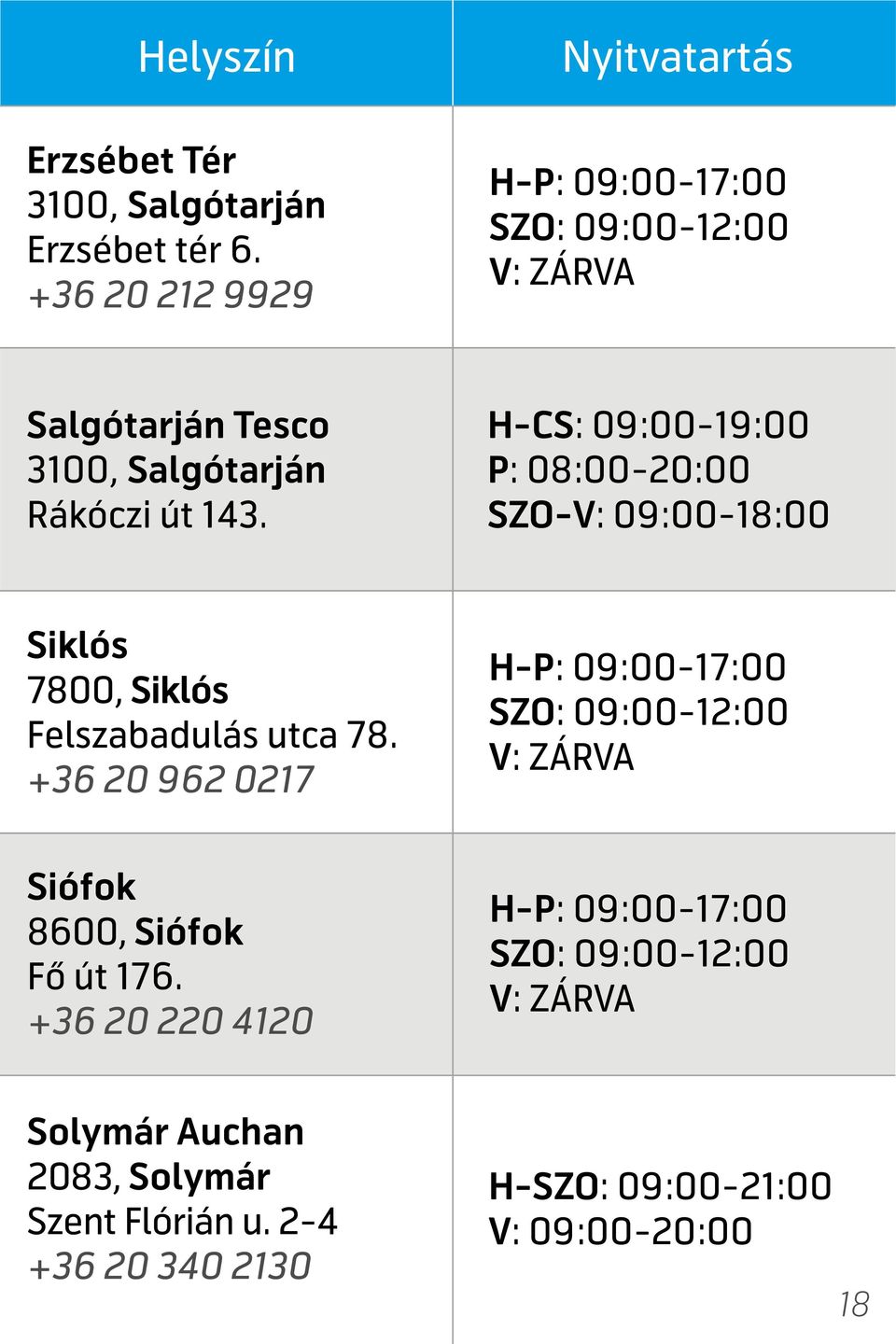 H-CS: 09:00-19:00 P: 08:00-20:00 SZO-V: 09:00-18:00 Siklós 7800, Siklós Felszabadulás utca 78.