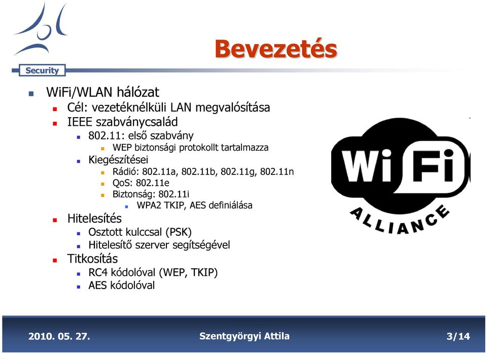 11g, 802.11n QoS: 802.11e Hitelesítés Biztonság: 802.