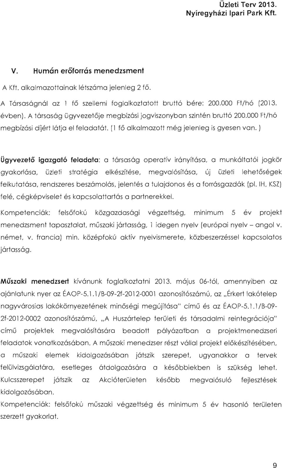 ) Ügyvezető igazgató feladata: a társaság operatív irányítása, a munkáltatói jogkör gyakorlása, üzleti stratégia elkészítése, megvalósítása, új üzleti lehetőségek felkutatása, rendszeres beszámolás,