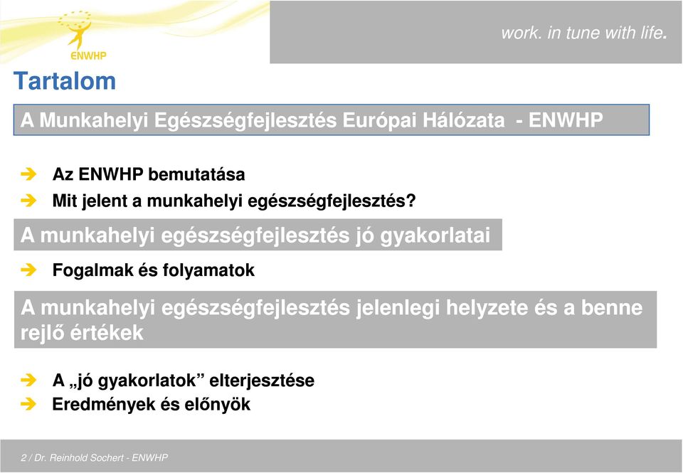 A munkahelyi egészségfejlesztés jó gyakorlatai Fogalmak és folyamatok A munkahelyi