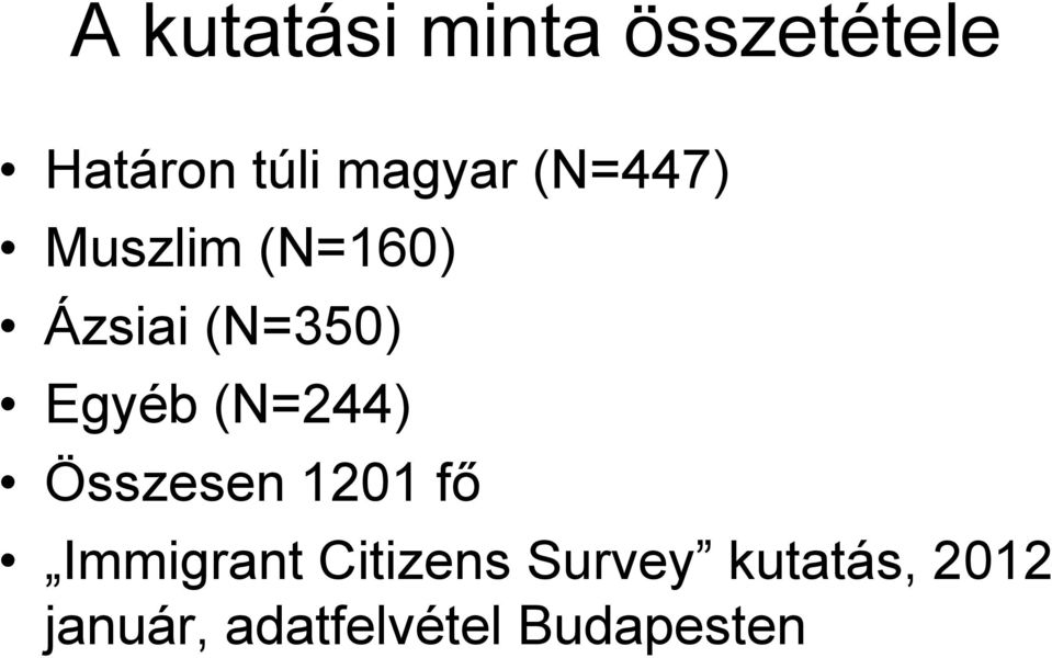 Egyéb (N=244) Összesen 1201 fő Immigrant