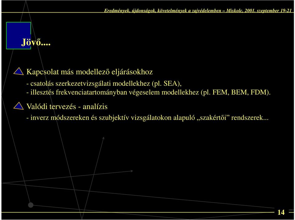 SEA), - illesztés frekvenciatartományban végeselem modellekhez (pl.