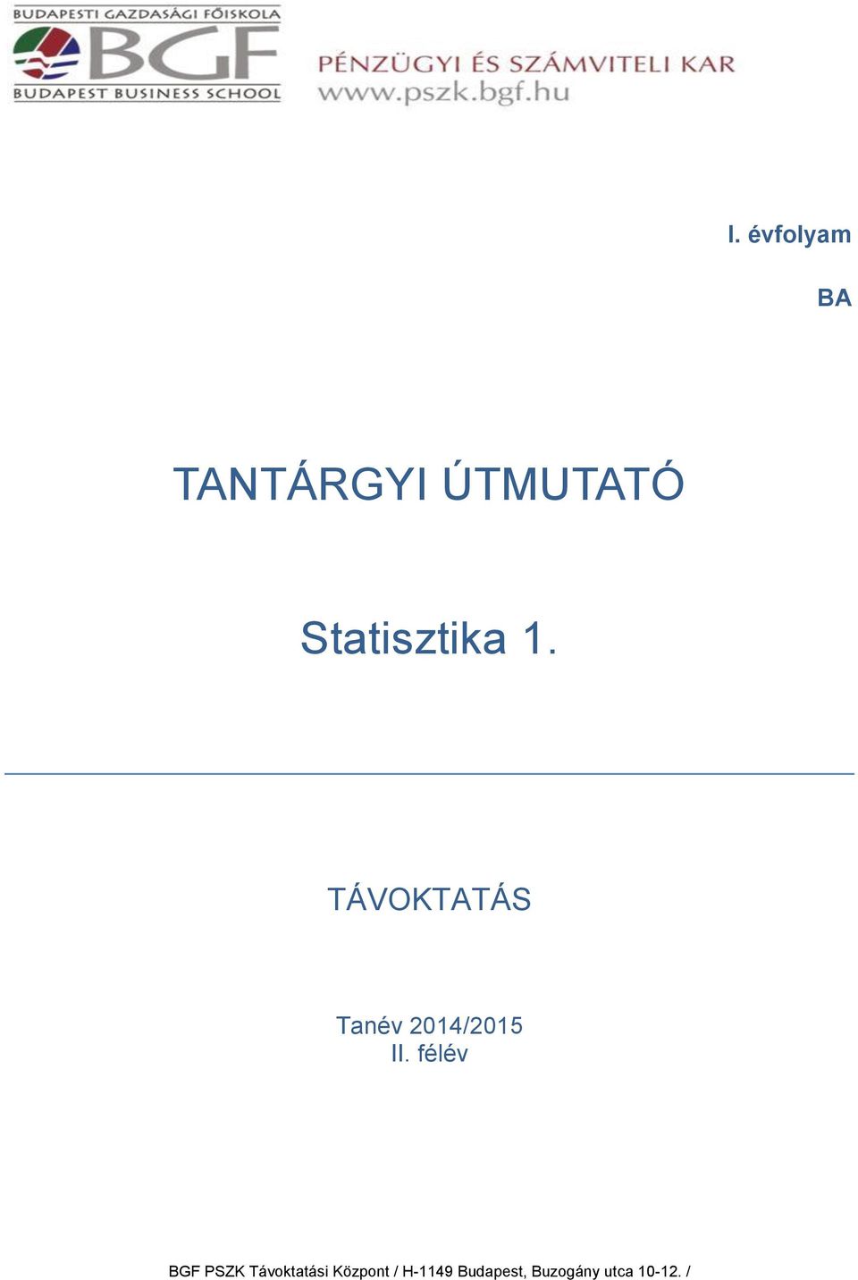 Statisztika 1.