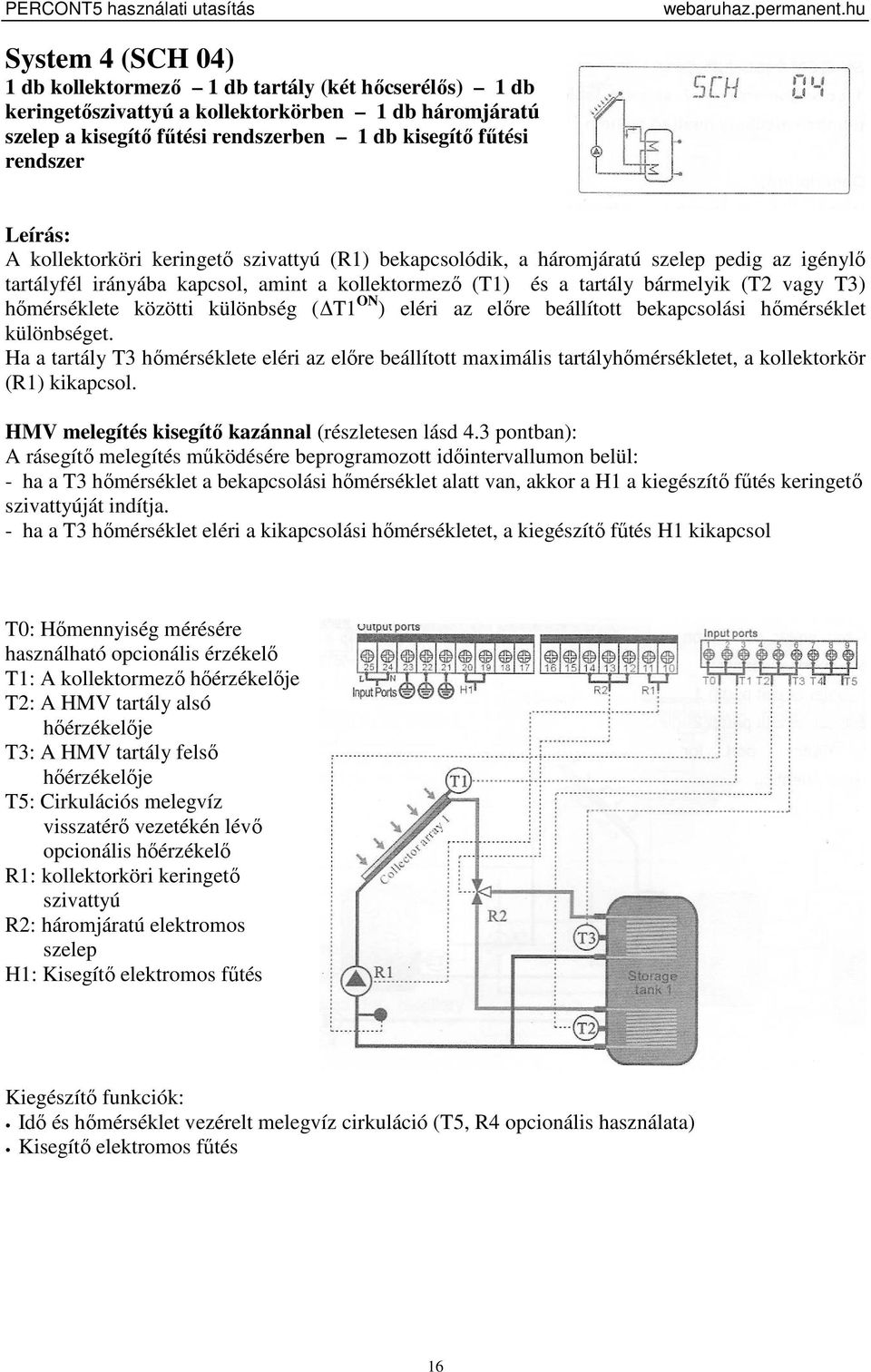 (T2 vagy T3) hőmérséklete közötti különbség ( T1 ON ) eléri az előre beállított bekapcsolási hőmérséklet különbséget.