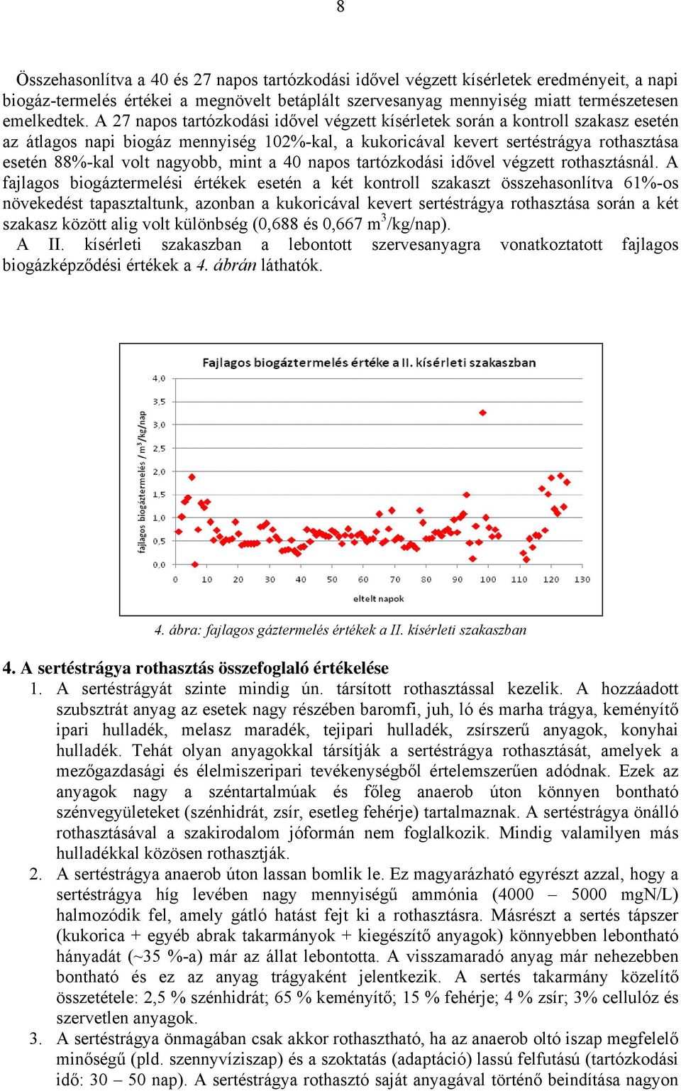 mint a 40 napos tartózkodási idővel végzett rothasztásnál.