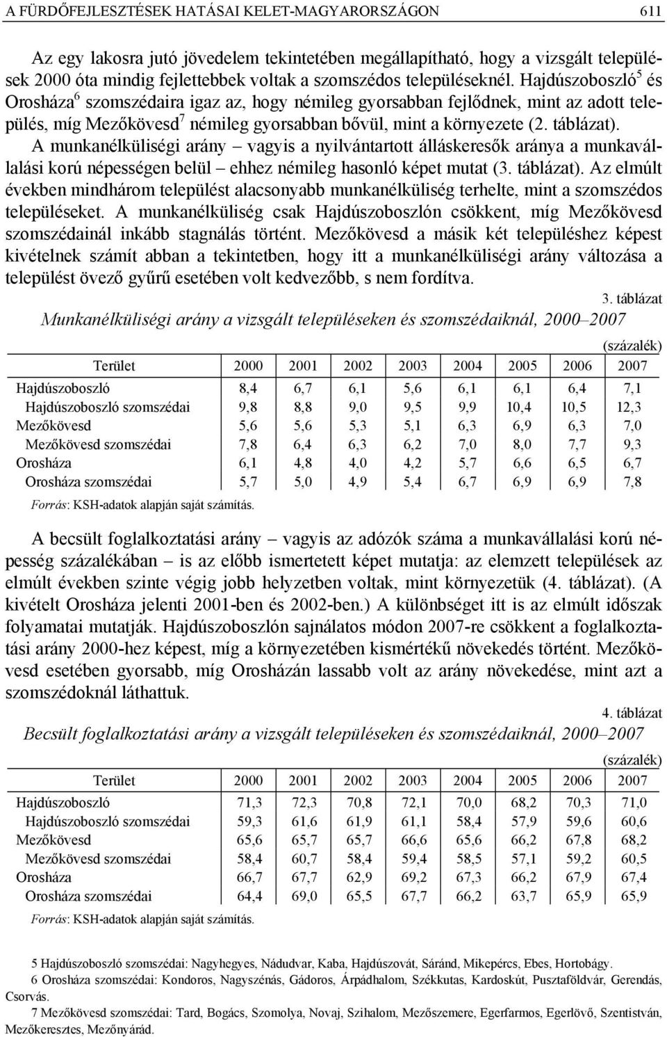 táblázat). A munkanélküliségi arány vagyis a nyilvántartott álláskeresők aránya a munkavállalási korú népességen belül ehhez némileg hasonló képet mutat (3. táblázat).