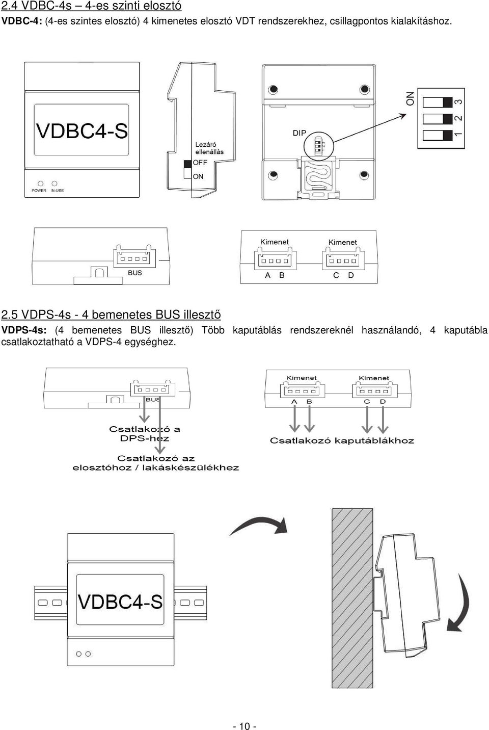 5 VDPS-4s - 4 bemenetes BUS illesztő VDPS-4s: (4 bemenetes BUS illesztő)