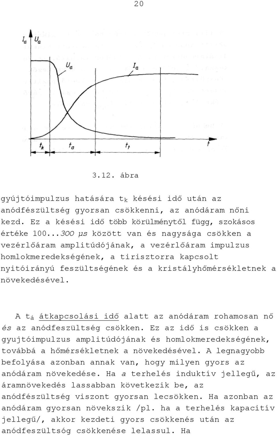 növekedésével. A t á átkapcsolási idő alatt az anódáram rohamosan nő és az anódfeszültség csökken.