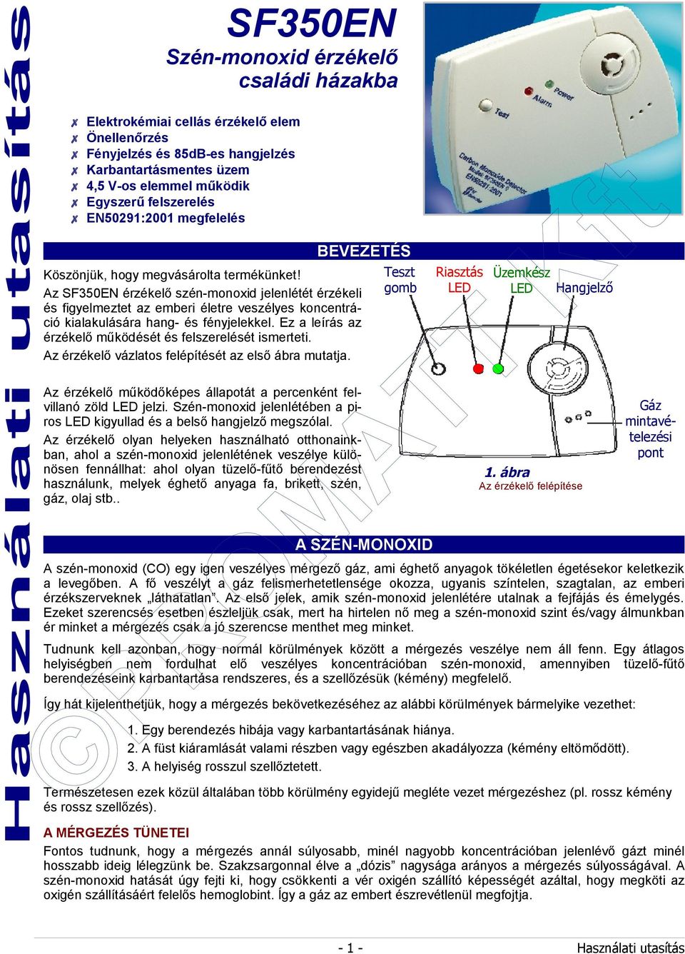 SF350EN Szén-monoxid érzékelő családi házakba - PDF Ingyenes letöltés