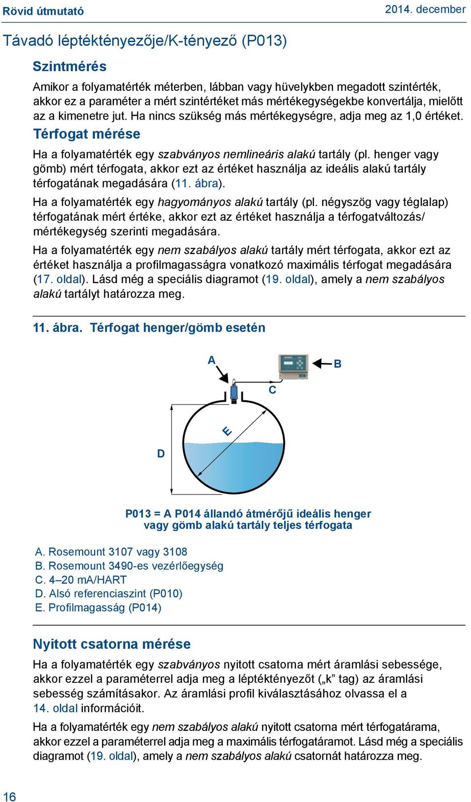 henger vagy gömb) mért térfogata, akkor ezt az értéket használja az ideális alakú tartály térfogatának megadására (11. ábra). Ha a folyamatérték egy hagyományos alakú tartály (pl.