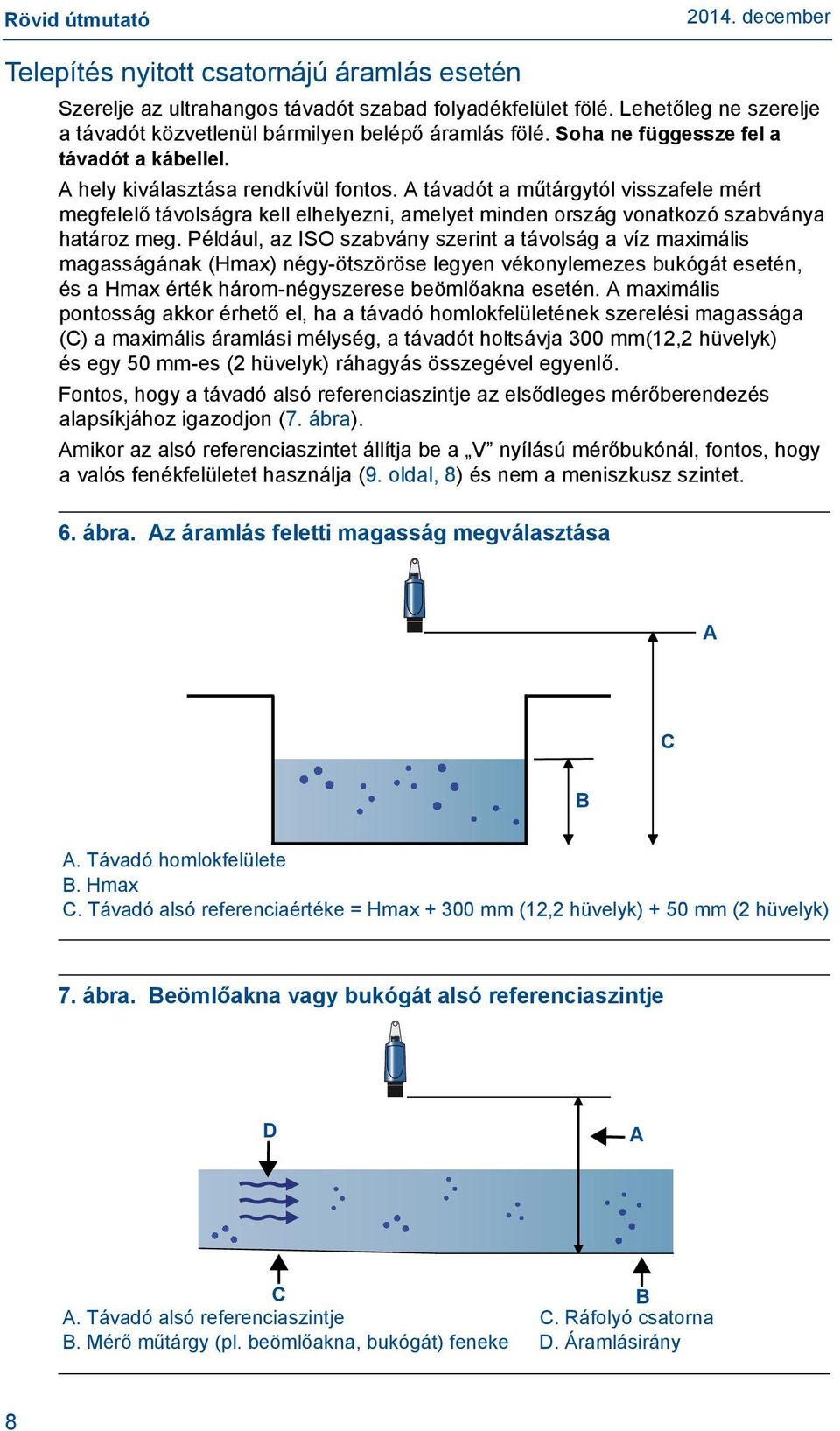 A távadót a műtárgytól visszafele mért megfelelő távolságra kell elhelyezni, amelyet minden ország vonatkozó szabványa határoz meg.