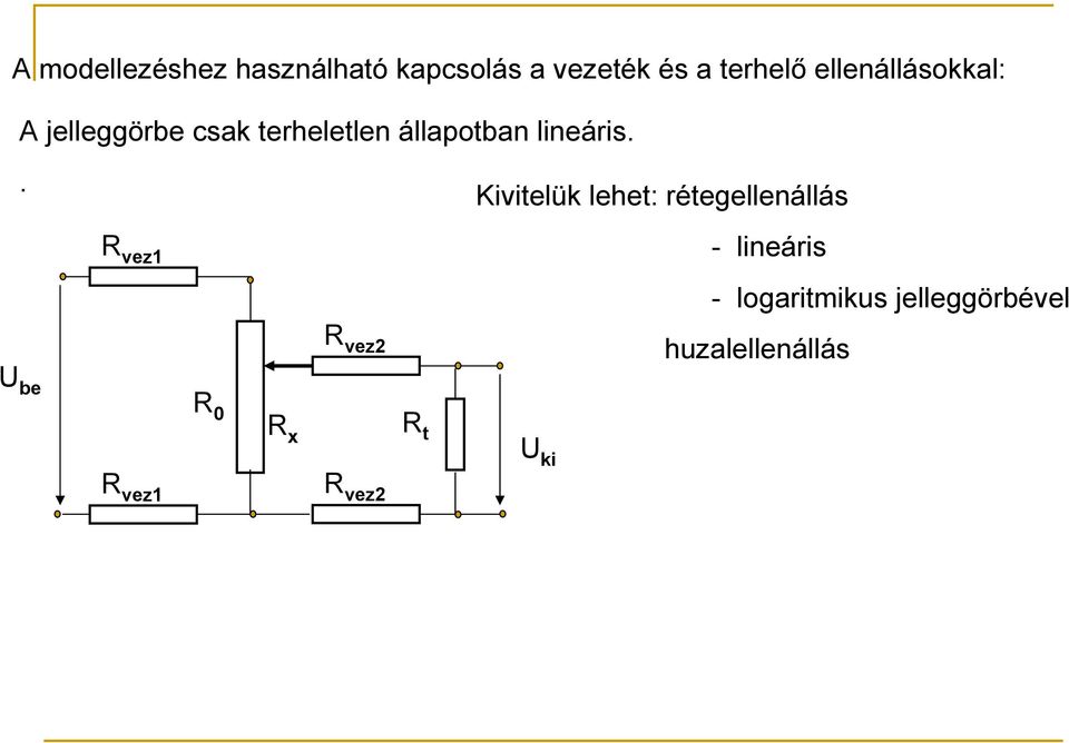 . U be R vez1 R vez2 Kivitelük lehet: rétegellenállás - lineáris -