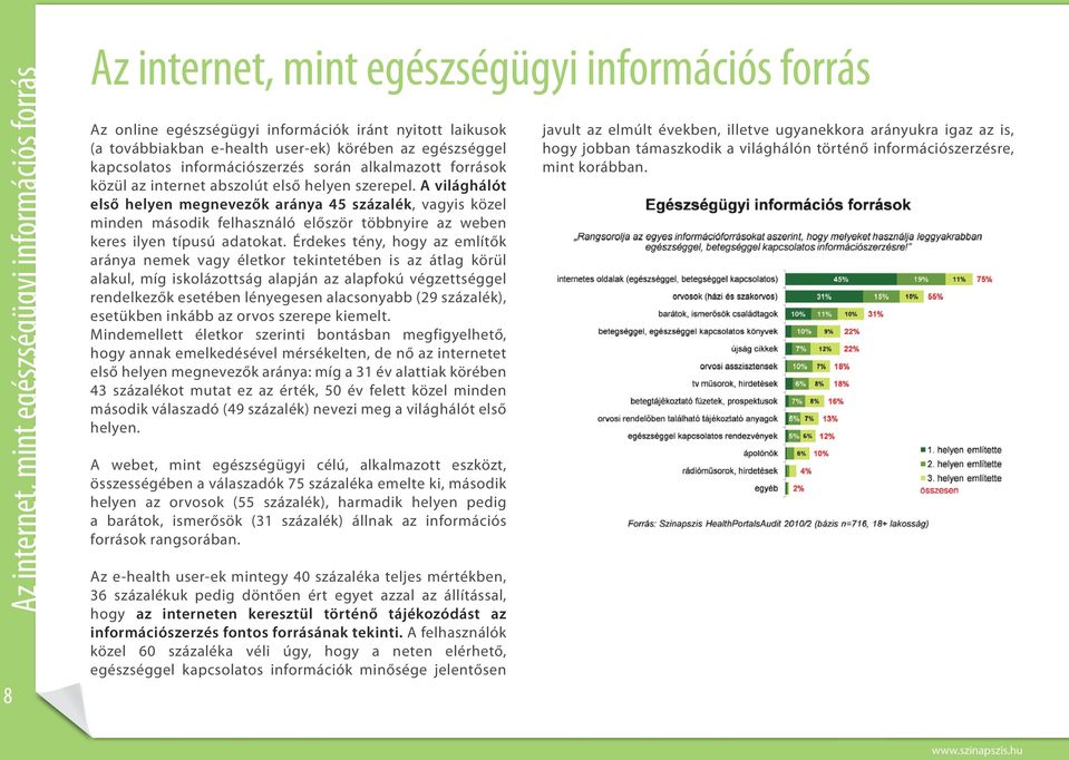 A világhálót első helyen megnevezők aránya 45 százalék, vagyis közel minden második felhasználó először többnyire az weben keres ilyen típusú adatokat.