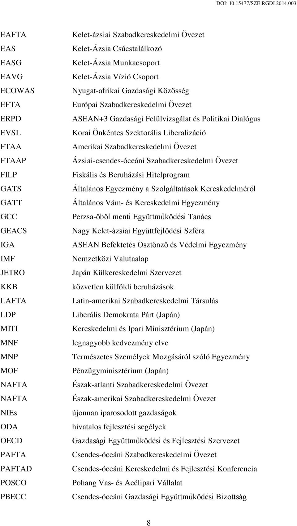 Felülvizsgálat és Politikai Dialógus Korai Önkéntes Szektorális Liberalizáció Amerikai Szabadkereskedelmi Övezet Ázsiai-csendes-óceáni Szabadkereskedelmi Övezet Fiskális és Beruházási Hitelprogram