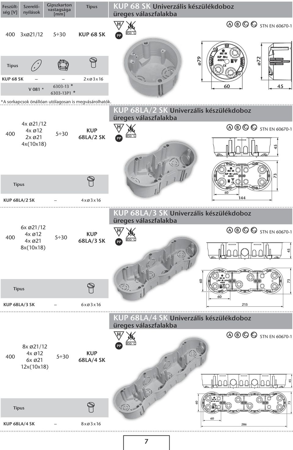 4x Ø21/12 4x Ø12 2x Ø21 4x(10x18) 5 30 KUP 68LA/2 SK KUP 68LA/2 SK Univerzális készülékdoboz üreges válaszfalakba 45 73 73 45 45 KUP 68LA/2 SK 4 x Ø 3 x 16 6x Ø21/12 4x Ø12 4x Ø21