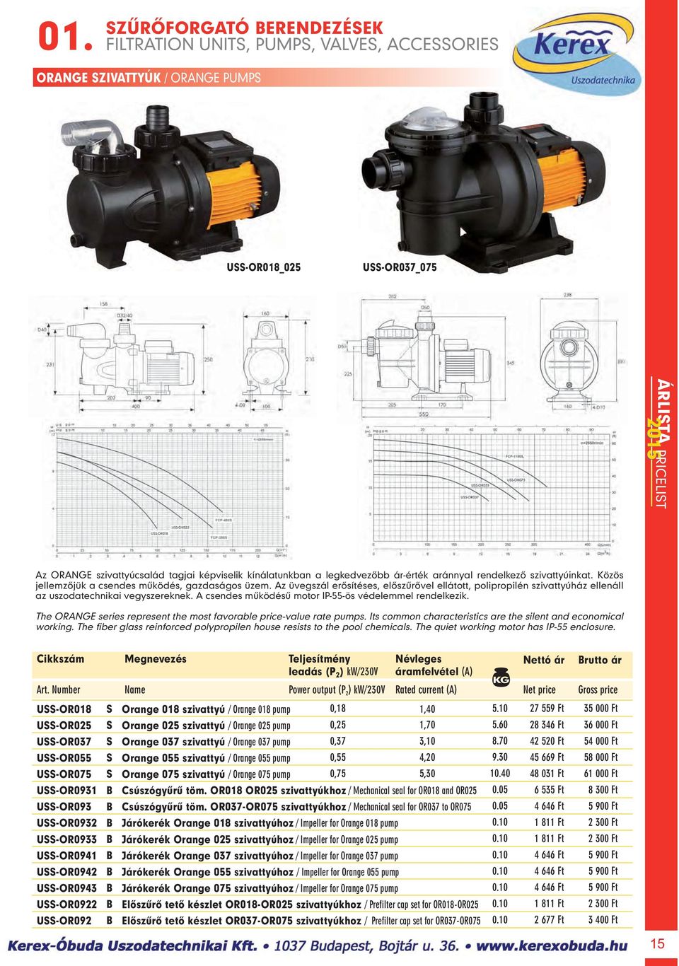 A csendes mûködésû motor IP-55-ös védelemmel rendelkezik. The ORANGE series represent the most favorable price-value rate pumps. Its common characteristics are the silent and economical working.