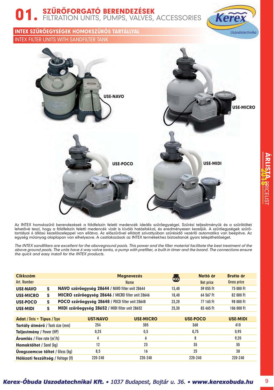 PRICELIST SZÛRÔFORGATÓ BERENDEZÉSEK FILTRATION UNITS, PUMPS, VALVES,  ACCESSORIES ÁRLISTA PDF Ingyenes letöltés