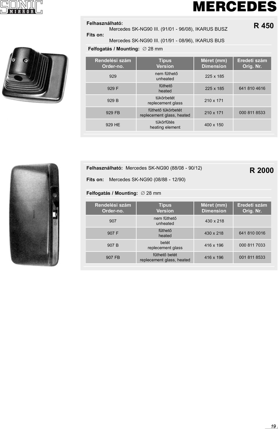 171 210 x 171 400 x 150 641 810 4616 000 811 8533 Mercedes SK-NG90 (88/08-90/12) Mercedes SK-NG90 (08/88-12/90)