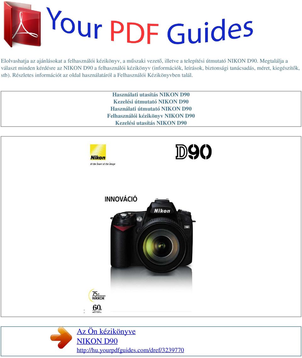 Az Ön kézikönyve NIKON D90 - PDF Free Download