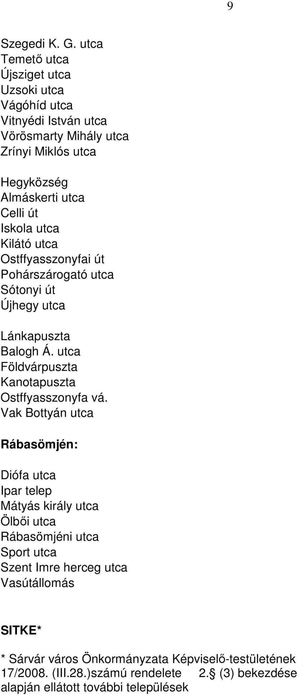 Iskola utca Kilátó utca Ostffyasszonyfai út Pohárszárogató utca Sótonyi út Újhegy utca Lánkapuszta Balogh Á.
