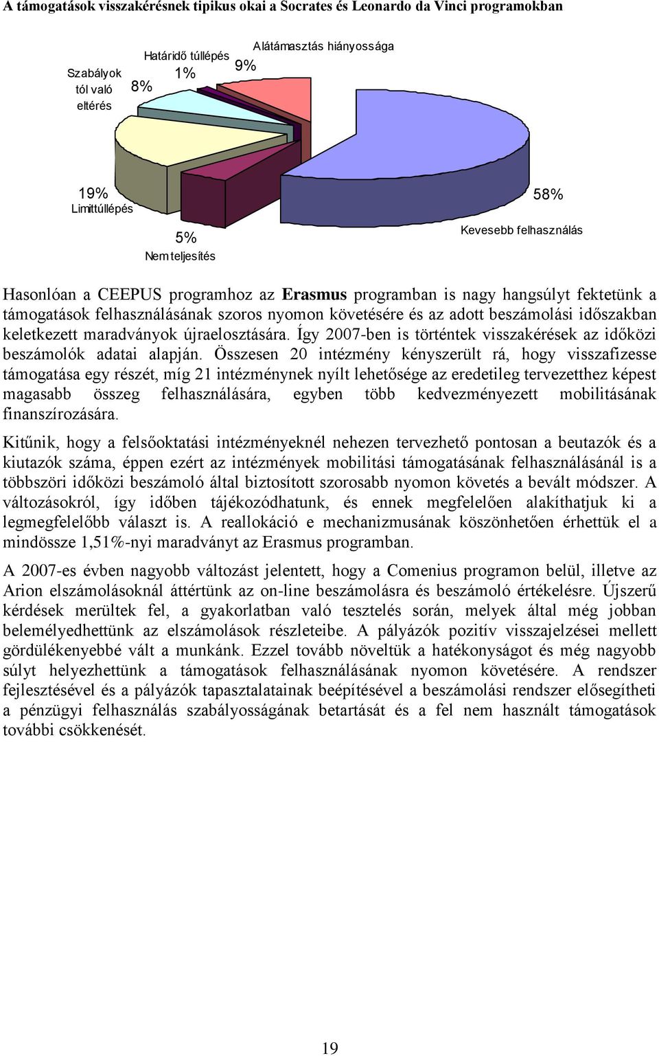 időszakban keletkezett maradványok újraelosztására. Így 2007-ben is történtek visszakérések az időközi beszámolók adatai alapján.