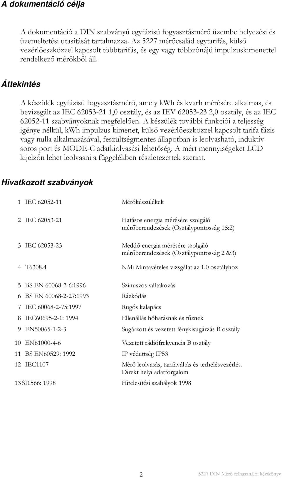 Áttekintés A készülék egyfázisú fogyasztásmérő, amely kwh és kvarh mérésére alkalmas, és bevizsgált az IEC 62053-21 1,0 osztály, és az IEV 62053-23 2,0 osztály, és az IEC 62052-11 szabványoknak