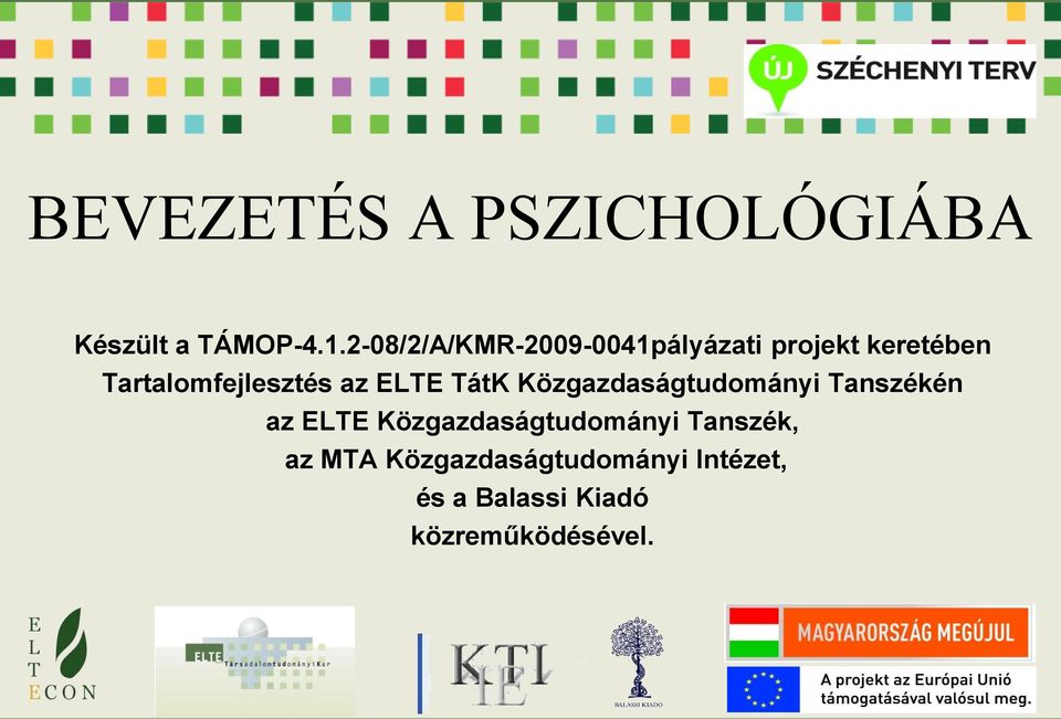 Tartalomfejlesztés az ELTE TátK Közgazdaságtudományi Tanszékén az