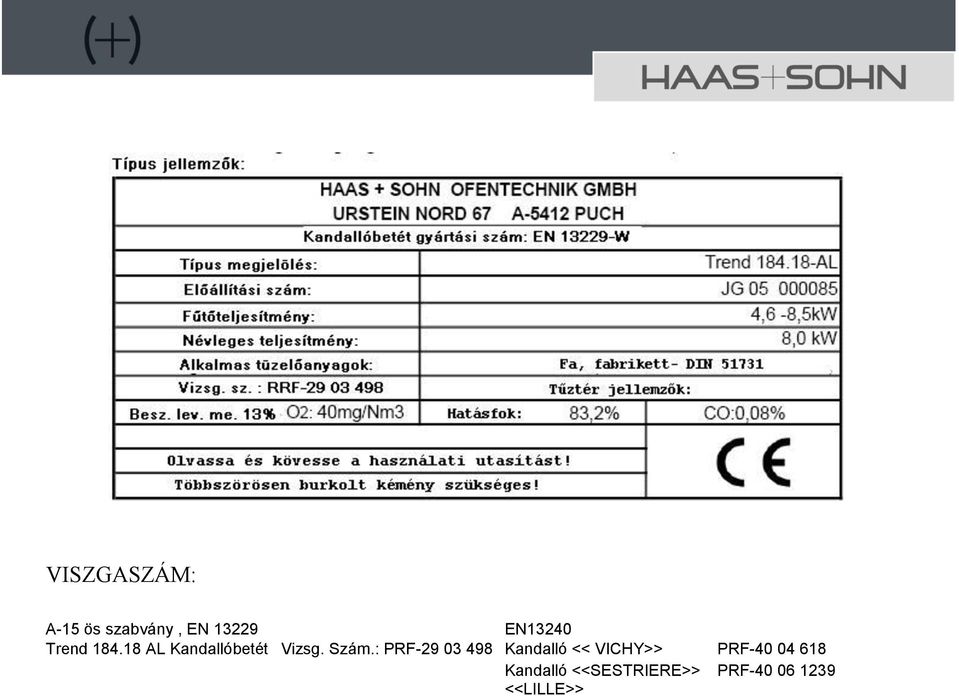 : PRF-29 03 498 Kandalló << VICHY>> PRF-40 04