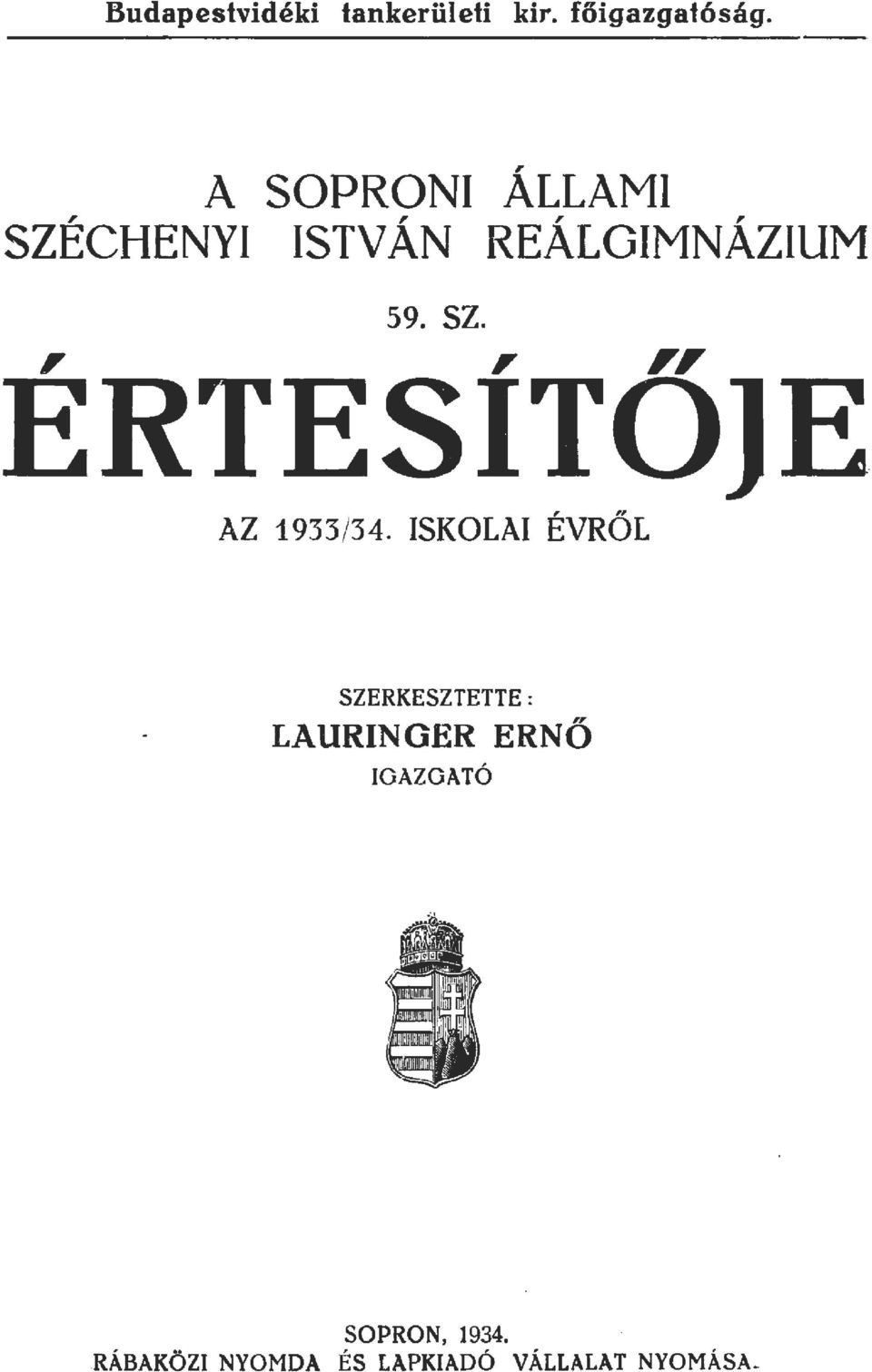 ,,, ERTESITO E AZ 1933/34.