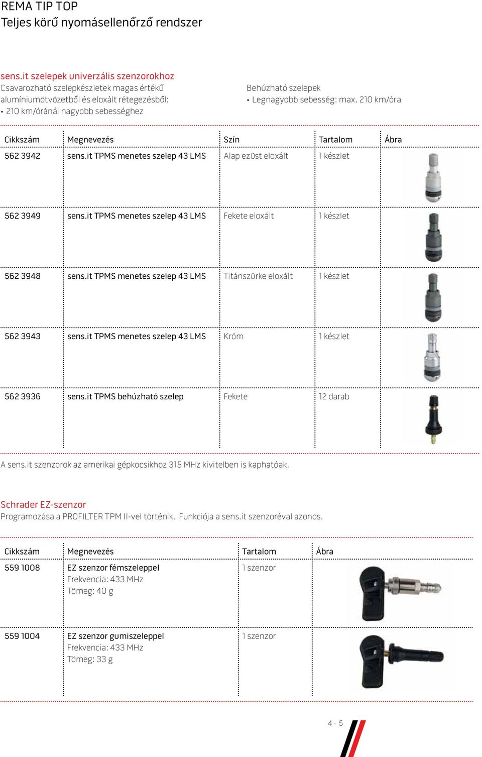 it TPMS menetes szelep 43 LMS Fekete eloxált 1 készlet 562 3948 sens.it TPMS menetes szelep 43 LMS Titánszürke eloxált 1 készlet 562 3943 sens.