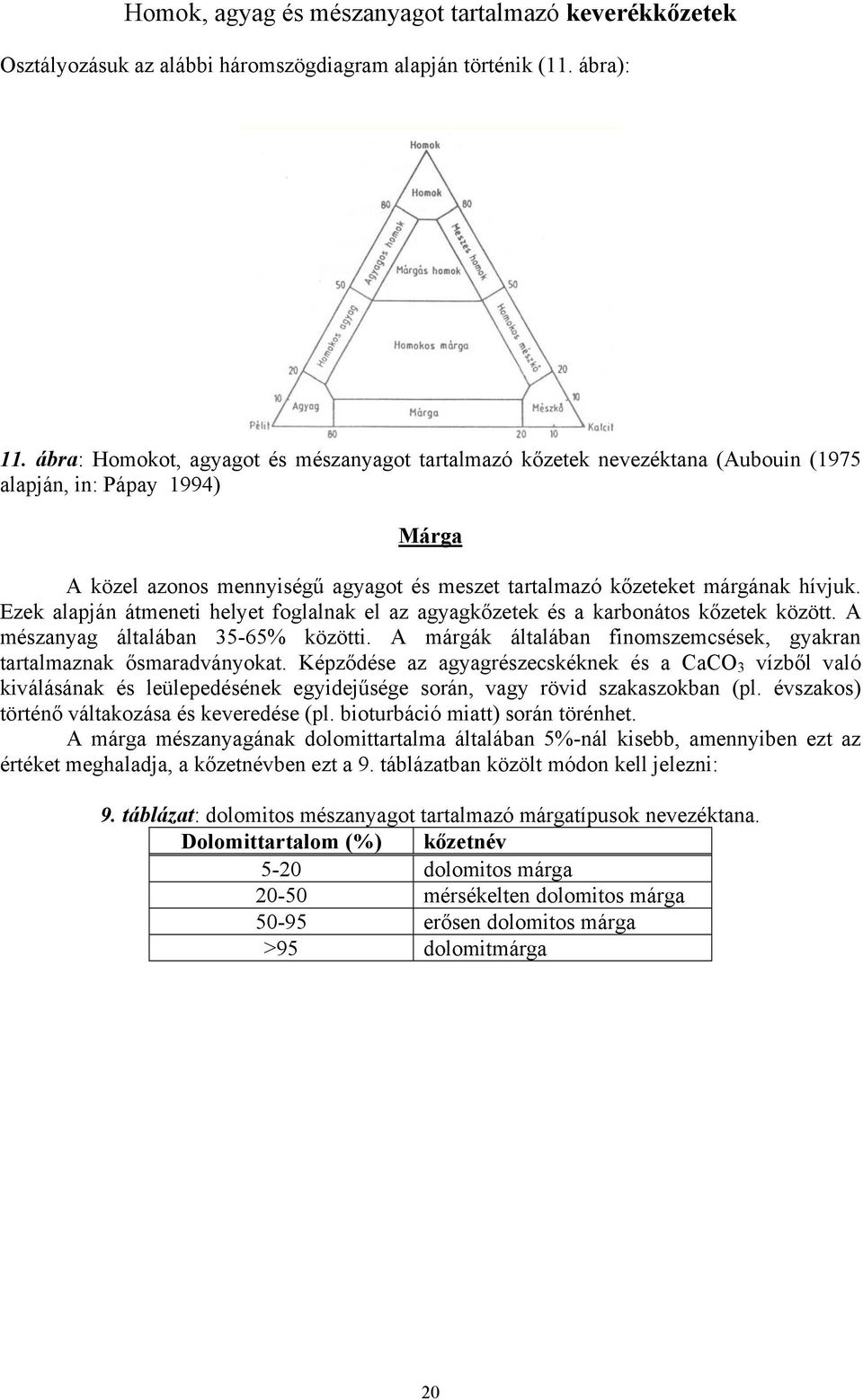 Ezek alapján átmeneti helyet foglalnak el az agyagkőzetek és a karbonátos kőzetek között. A mészanyag általában 35-65% közötti.