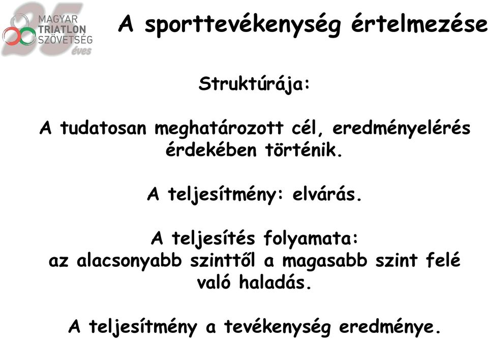 A teljesítmény: elvárás.