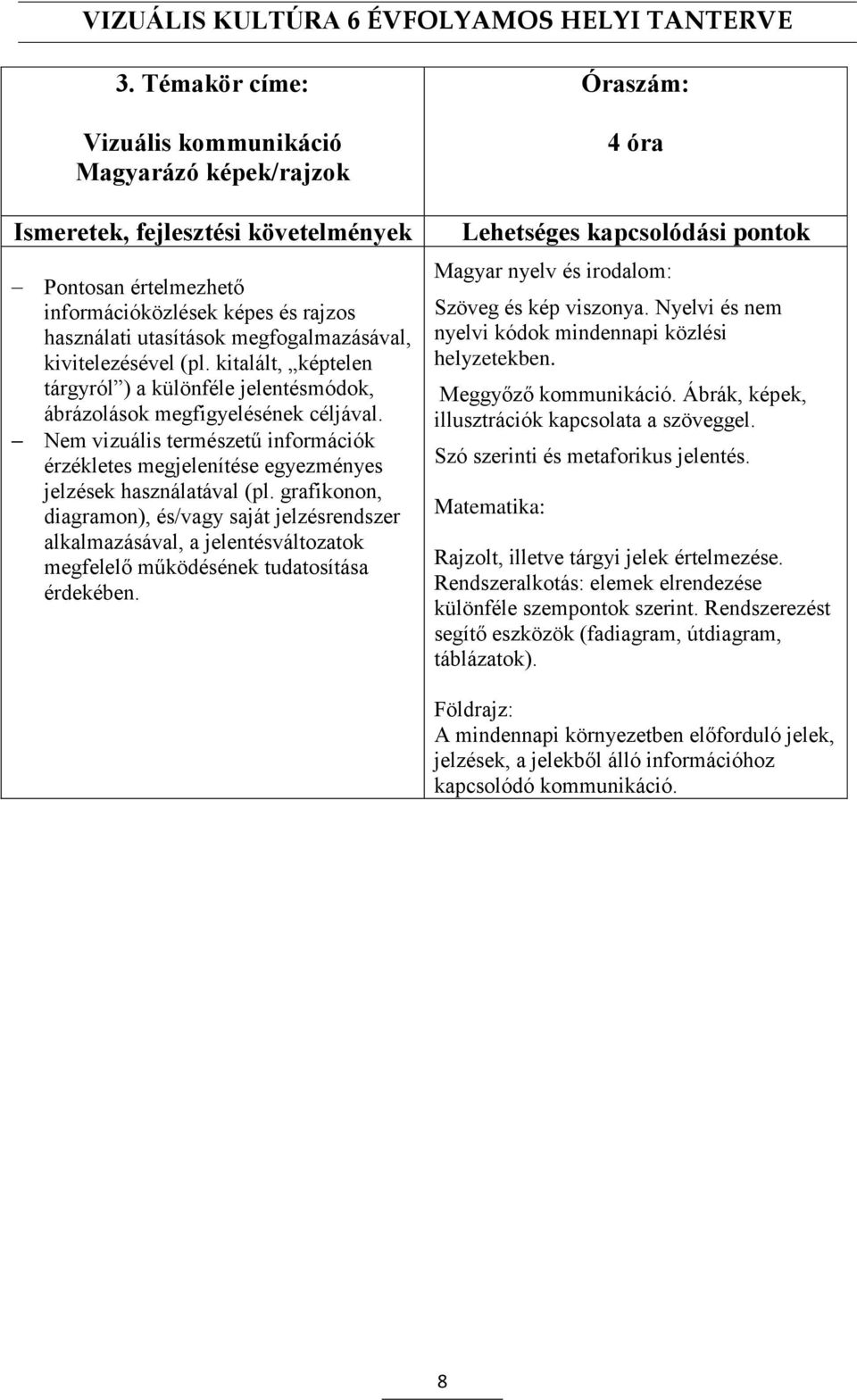 grafikonon, diagramon), és/vagy saját jelzésrendszer alkalmazásával, a jelentésváltozatok megfelelő működésének tudatosítása érdekében.
