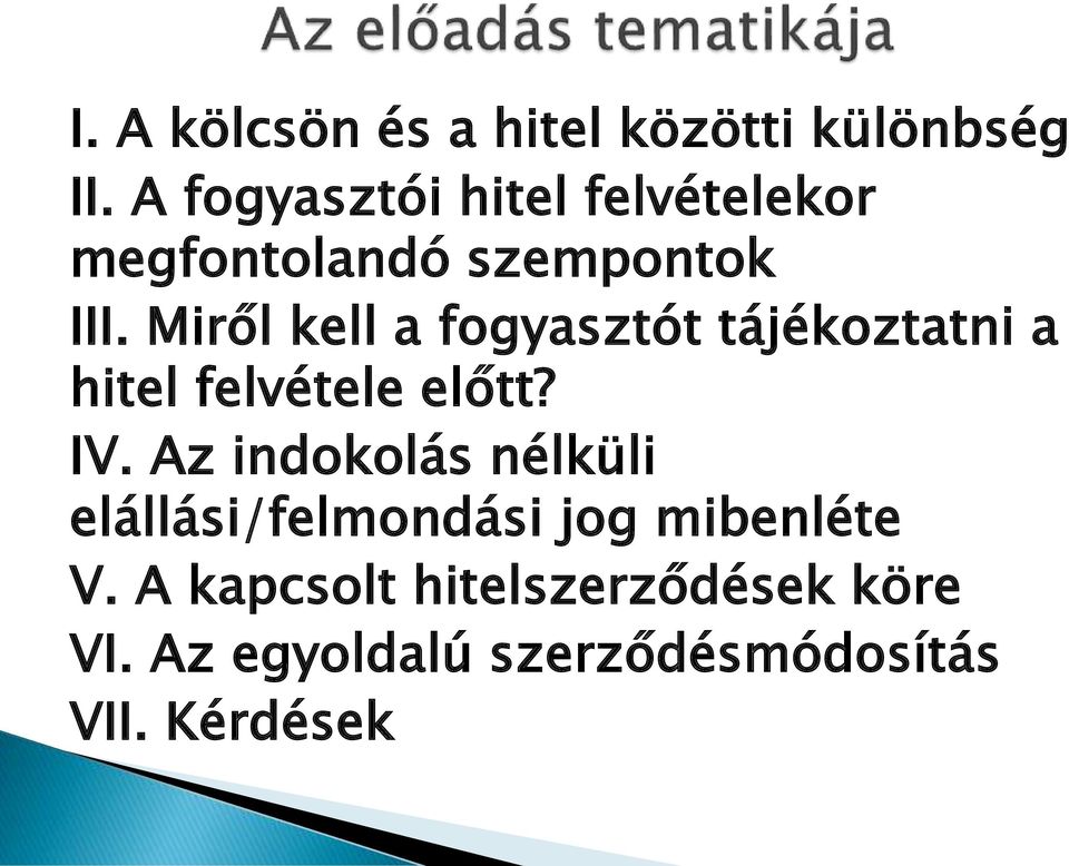 Miről kell a fogyasztót tájékoztatni a hitel felvétele előtt? IV.