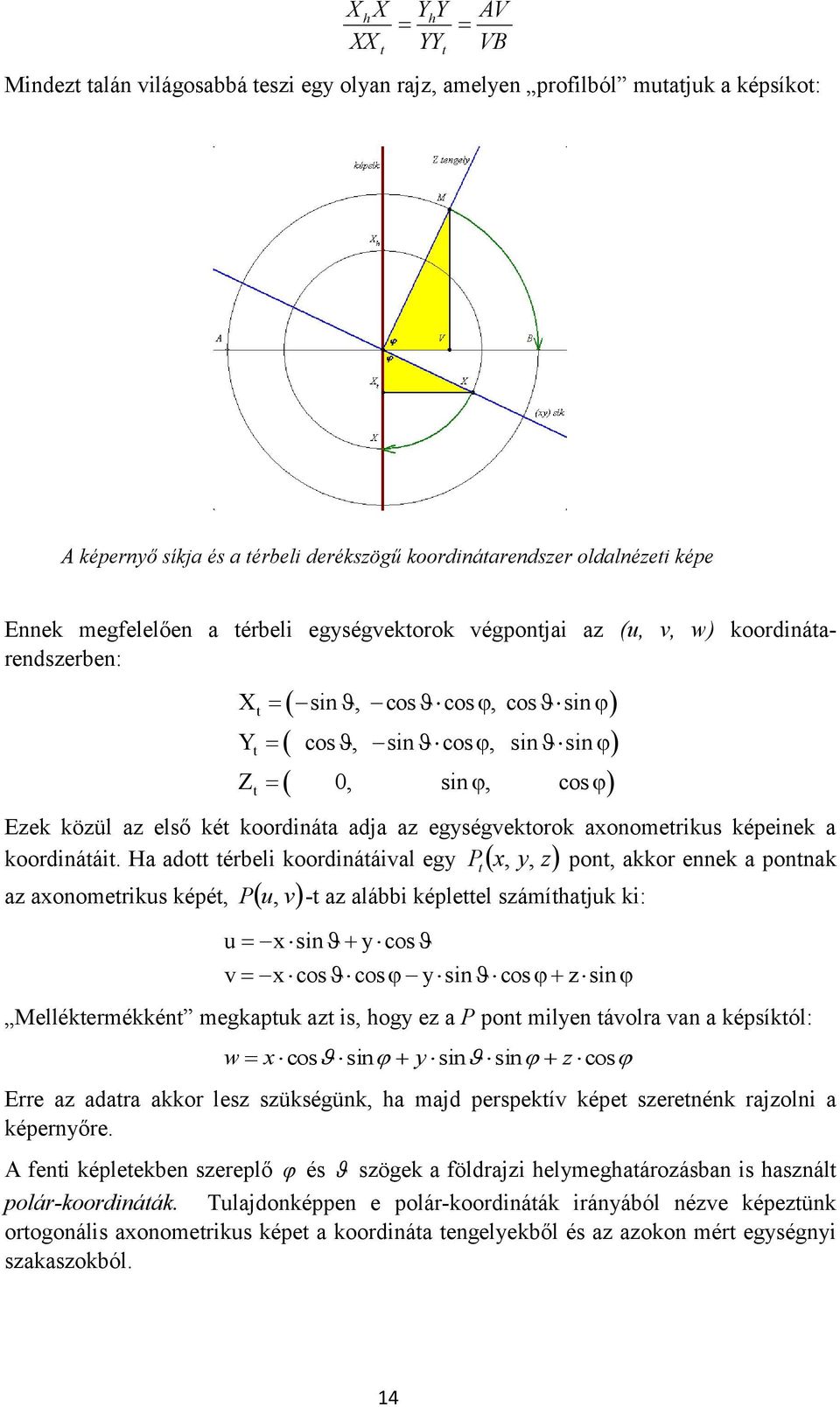 képeinek a P x, y, z pon, akkor ennek a ponnak koordináái.