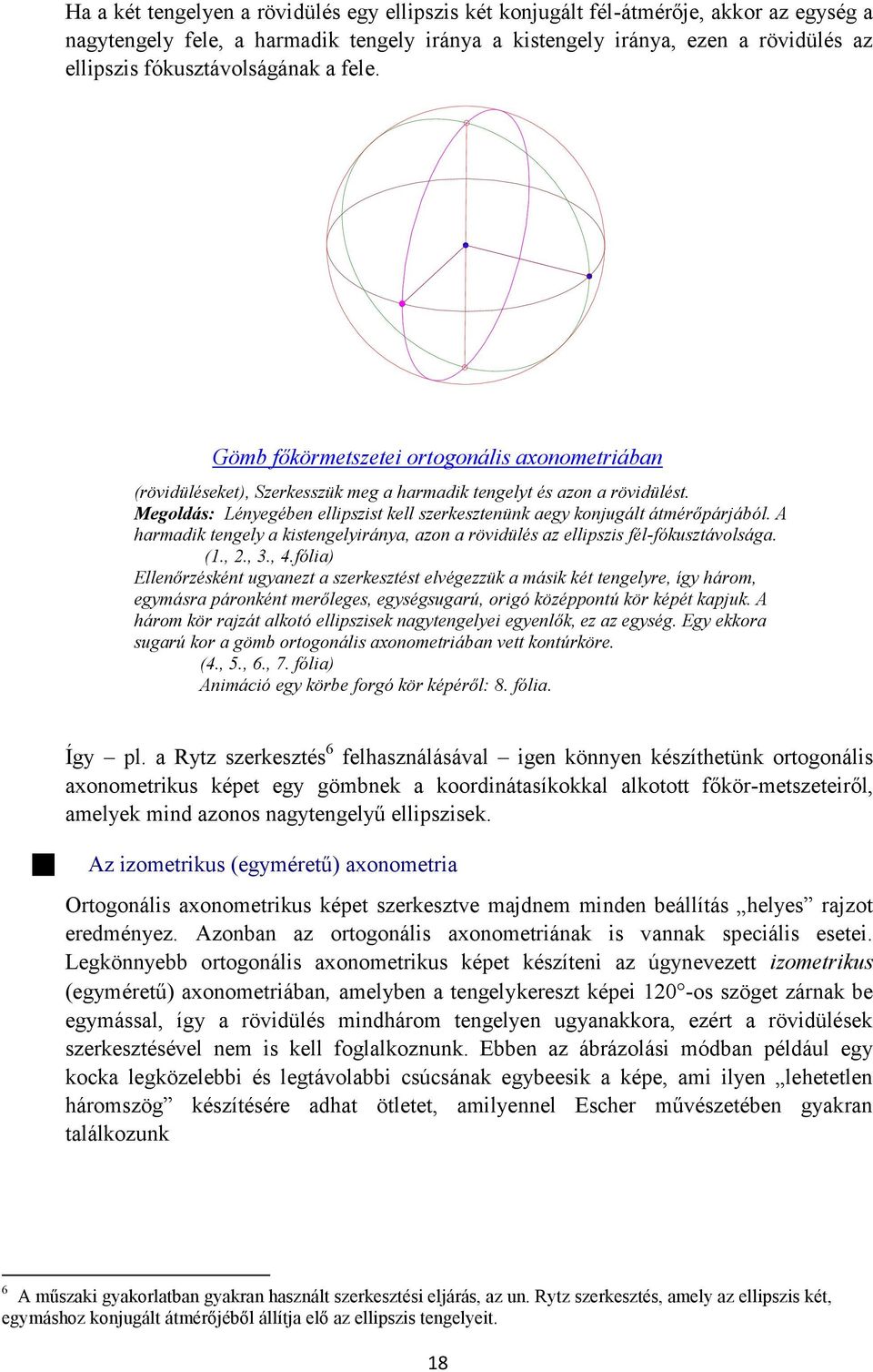 A harmadik engely a kisengelyiránya, azon a rövidülés az ellipszis fél-fókuszávolsága. (1., 2., 3., 4.