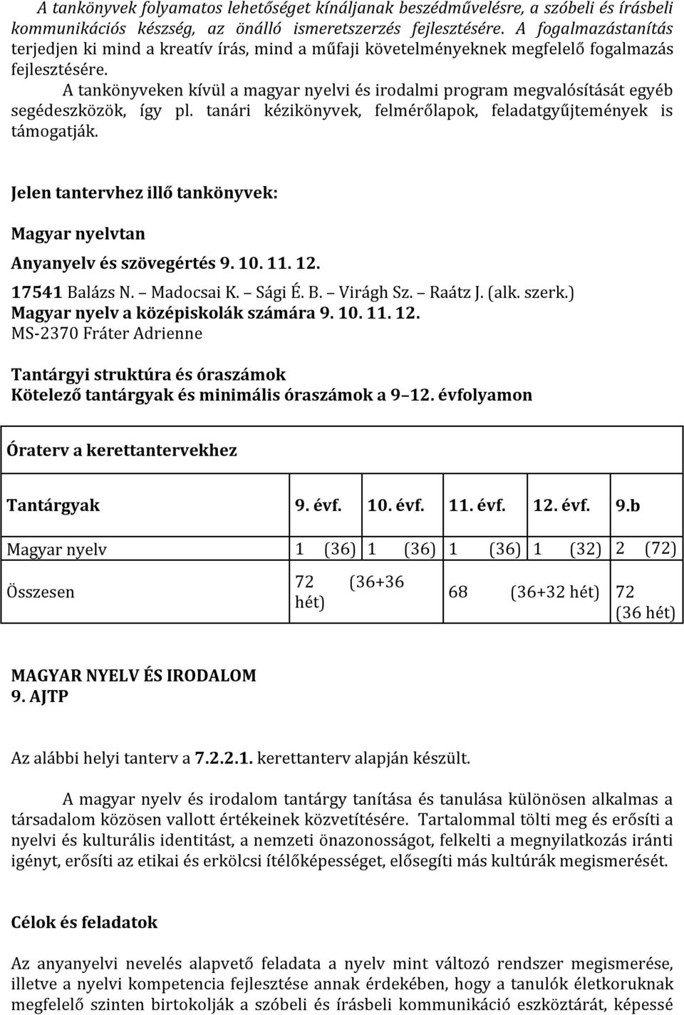 A tankönyveken kívül a magyar nyelvi és irodalmi program megvalósítását egyéb segédeszközök, így pl. tanári kézikönyvek, felmérőlapok, feladatgyűjtemények is támogatják.