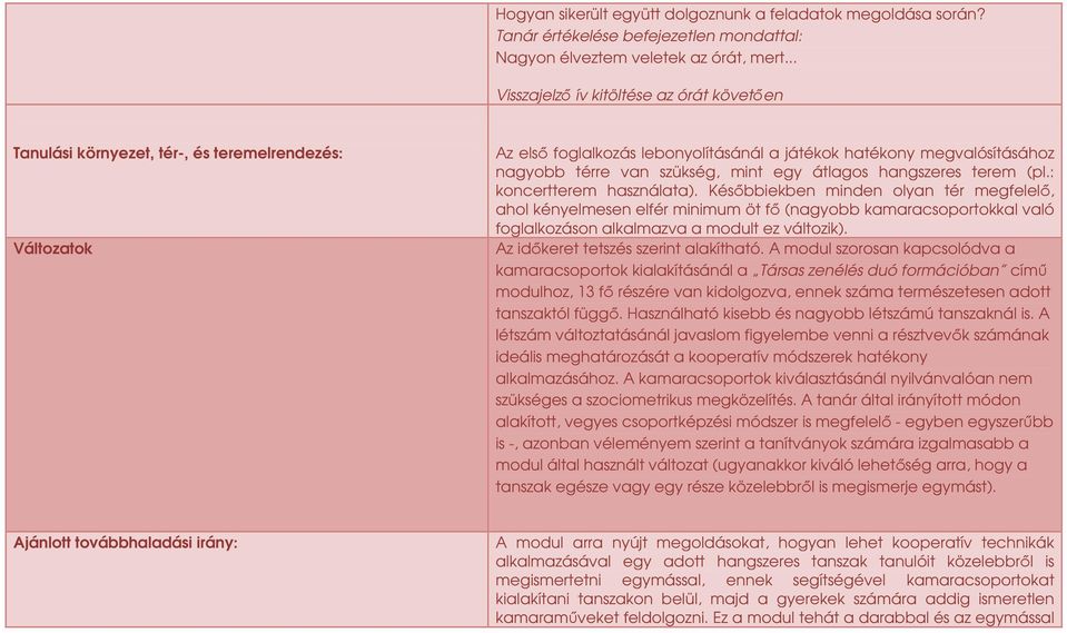 szükség, mint egy átlagos hangszeres terem (pl.: koncertterem használata).