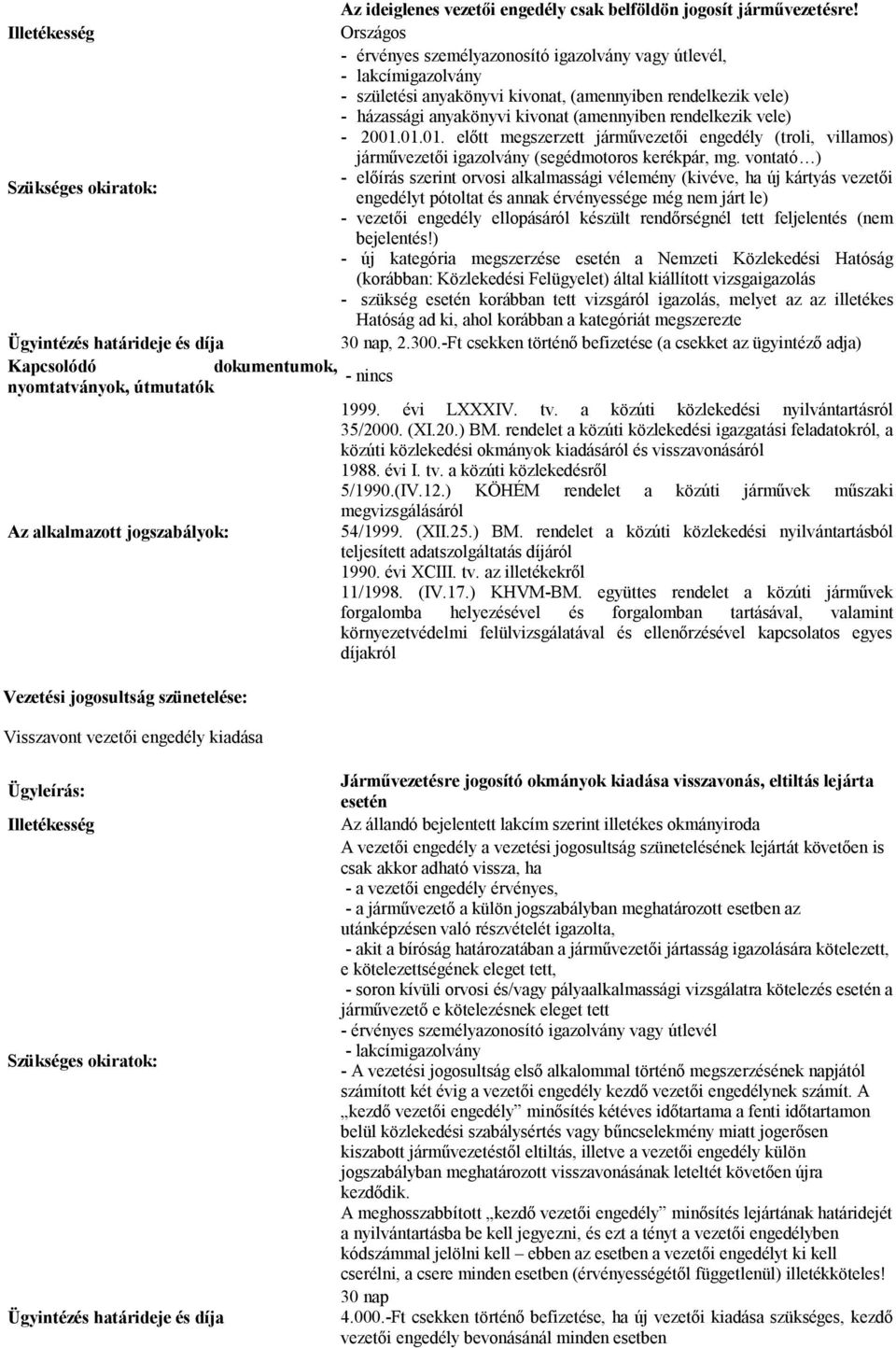 vontató ) - előírás szerint orvosi alkalmassági vélemény (kivéve, ha új kártyás vezetői engedélyt pótoltat és annak érvényessége még nem járt le) - vezetői engedély ellopásáról készült rendőrségnél