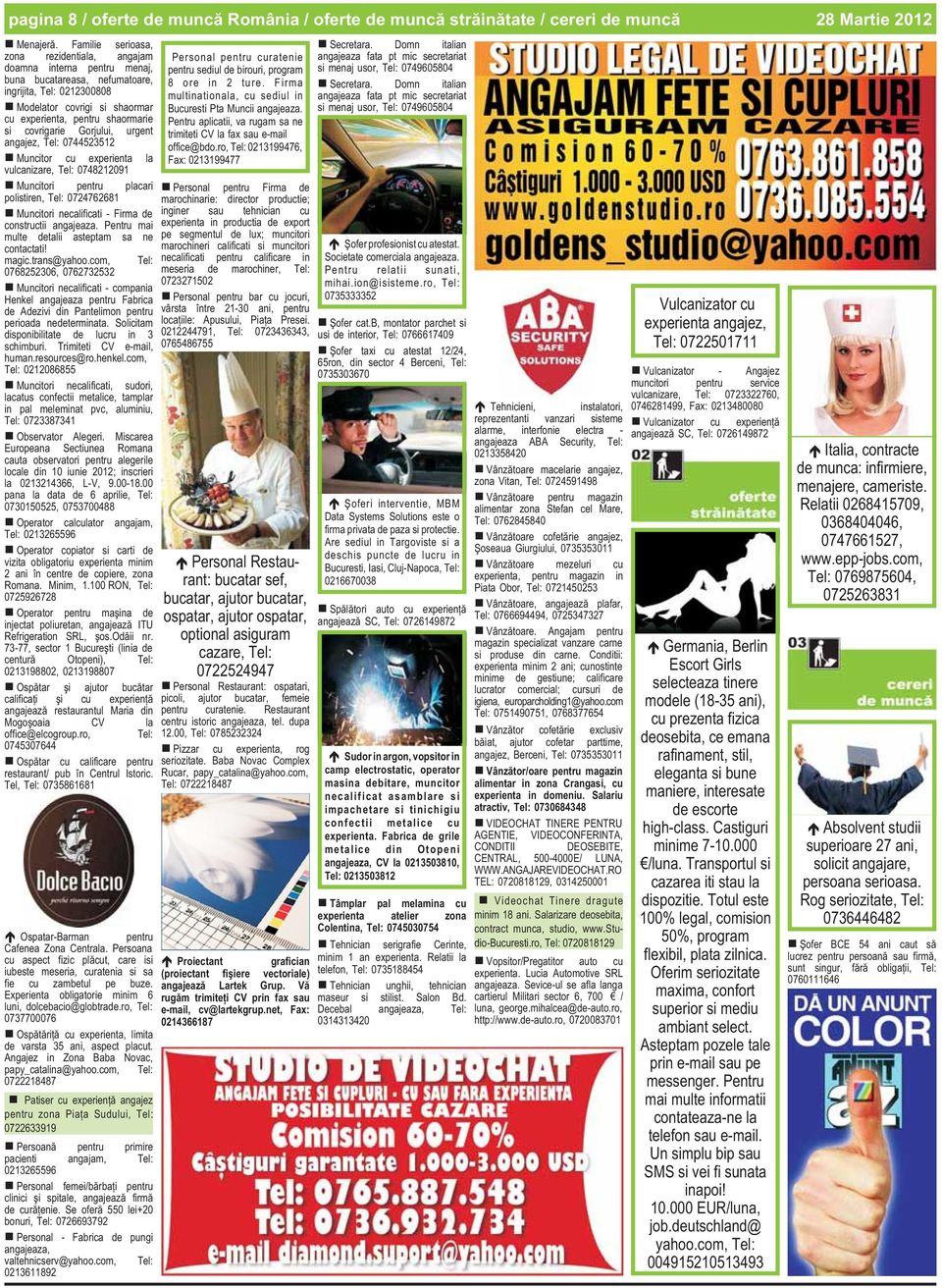 covrigarie Gorjului, urgent angajez, 0744523512 Muncitor cu experienta la vulcanizare, 0748212091 Muncitori pentru placari polistiren, 0724762681 Muncitori necalificati - Firma de constructii