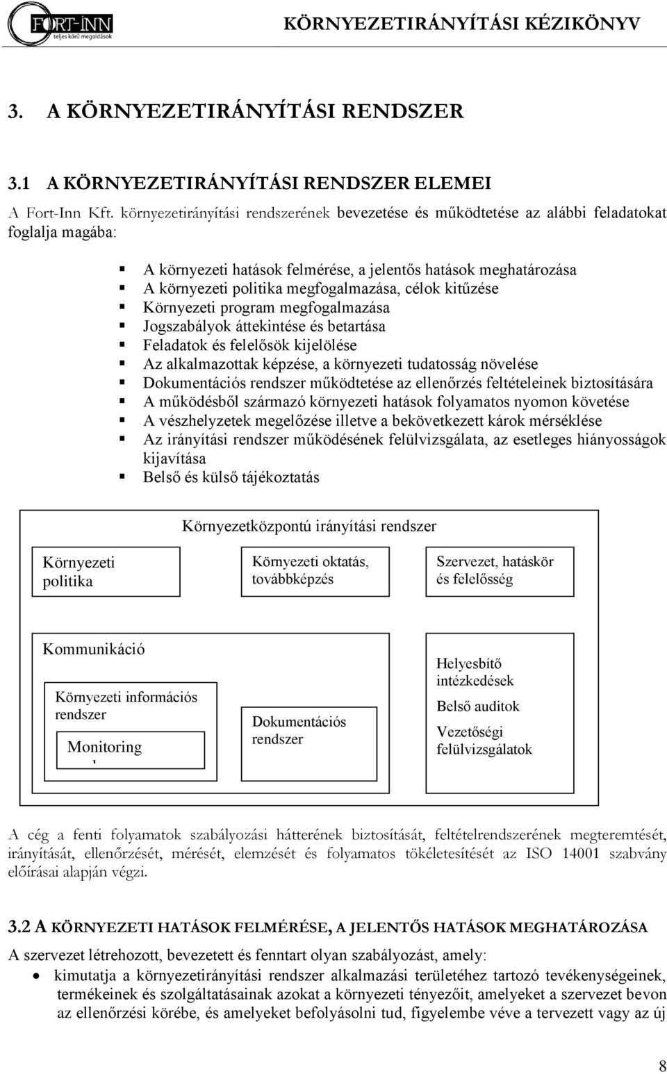 megfogalmazása, célok kitűzése Környezeti program megfogalmazása Jogszabályok áttekintése és betartása Feladatok és felelősök kijelölése Az alkalmazottak képzése, a környezeti tudatosság növelése