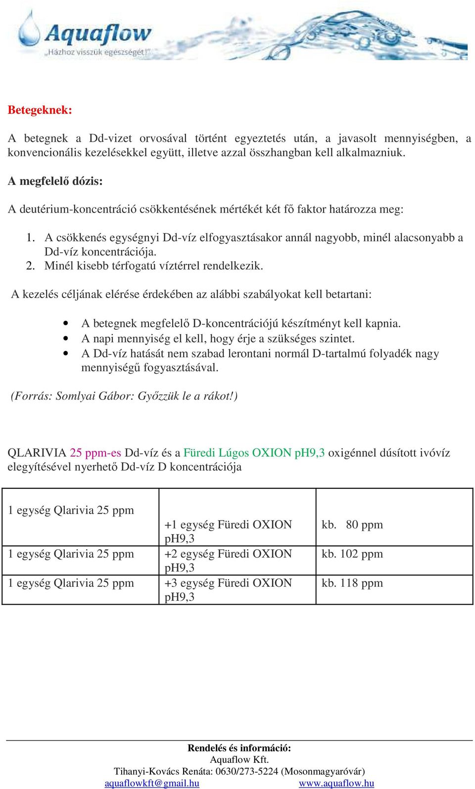 A csökkenés egységnyi Dd-víz elfogyasztásakor annál nagyobb, minél alacsonyabb a Dd-víz koncentrációja. 2. Minél kisebb térfogatú víztérrel rendelkezik.