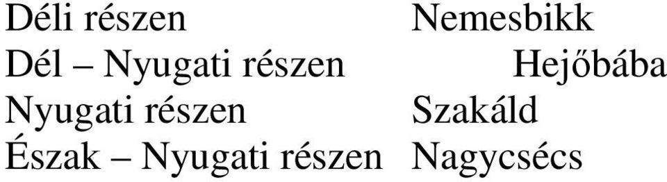 Nyugati részen Szakáld